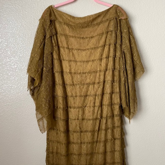 Tadashi Shoji Dress Womens 10 Hazel Tiered Lace Flutter Sleeve Gown Runway 2012 - Picture 7 of 13